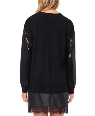 Women's Sequined V-Neck Cardigan Sweater