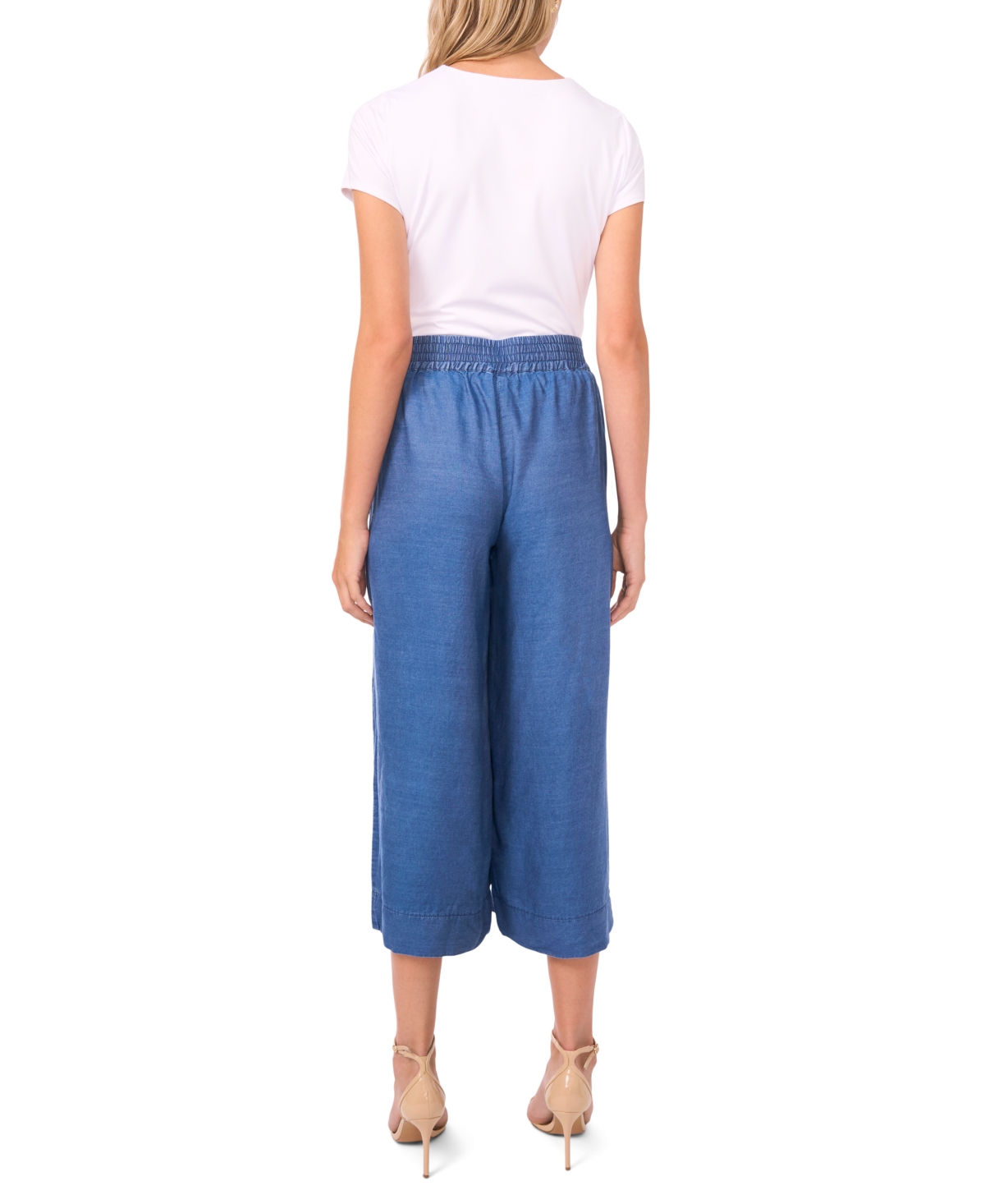 Vince Camuto Plus Size Smocked Waist Wide Leg Pants In Blue