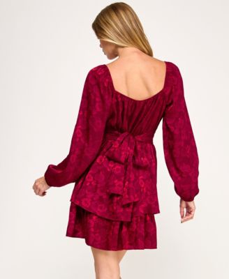 Juniors' Long Sleeve Tiered Dress