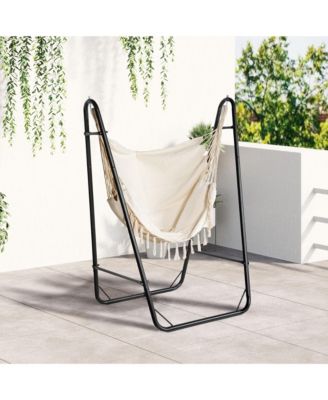 Outsunny Freestanding Hammock Chair with Stand  Storage Pocket