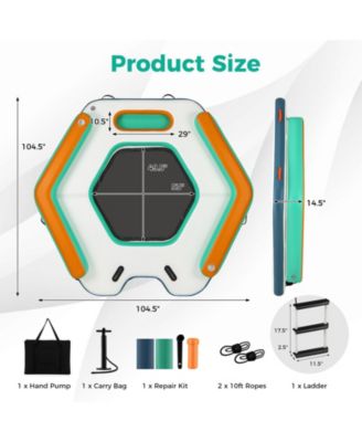 8.7 Ft Inflatable Floating Dock with Detachable Ladder and Mesh Swim Lounge