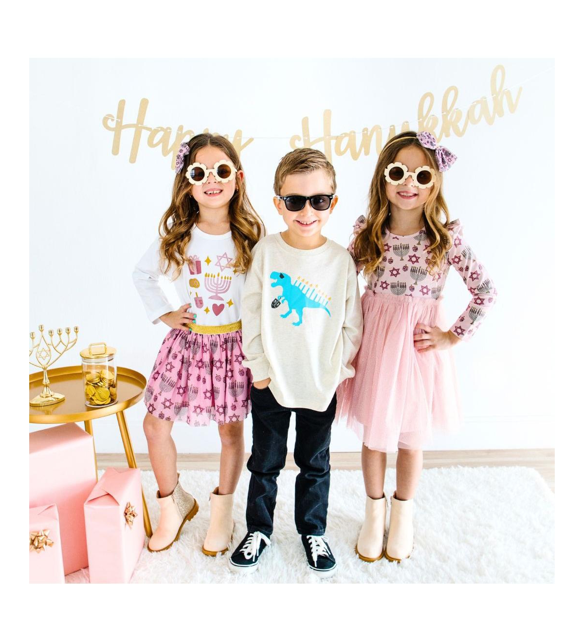 Sweet Wink Baby Girls Hanukkah Doodle Long Sleeve Shirt