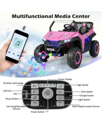 12V Two-Seater Kids Ride On UTV with Slow Start Function and Music, Pink