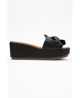Syndra Bow Wedge Leather Sandal (Women)