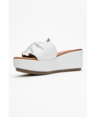 Syndra Bow Wedge Leather Sandal (Women)