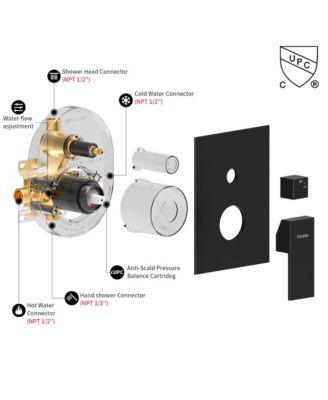 Male NPT Matte Black Shower System, Shower Faucet Set for Bathroom Shower Fixtures with 12 Inch Rain Shower Head and Handheld