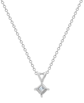 Diamond Solitaire Pendant Necklace (1/2 ct. t.w.) in 14K White Gold