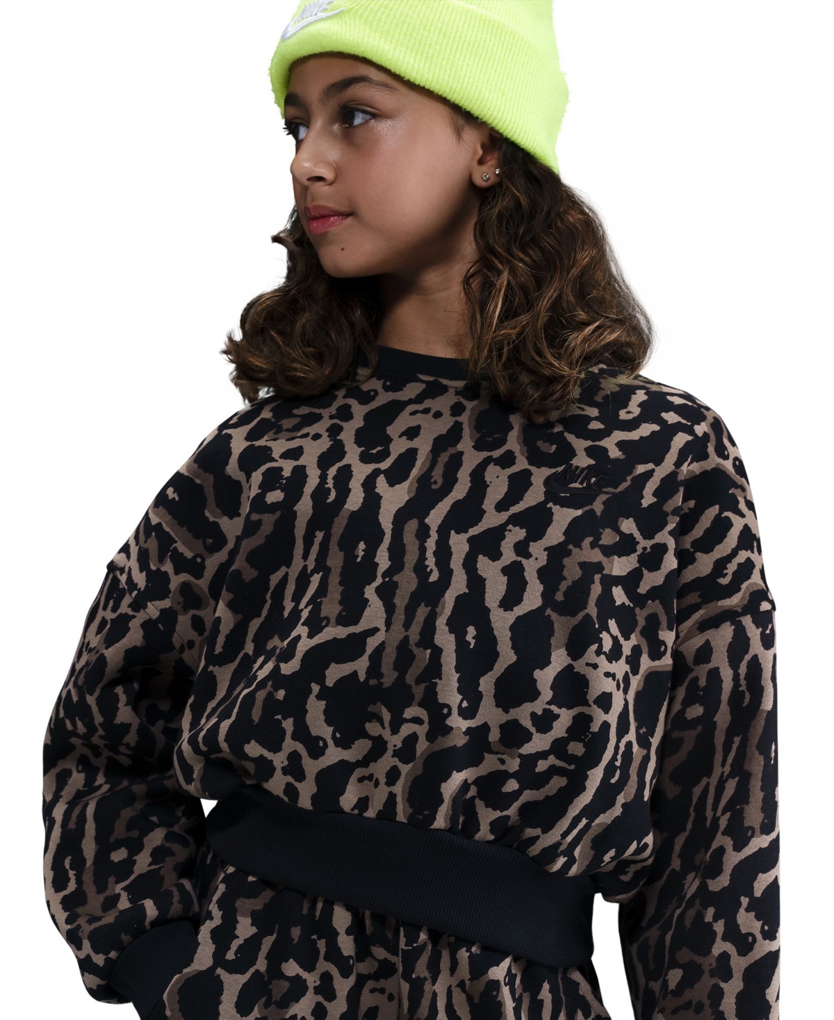 Nike Girls 7-16 Boxy Printed Crewneck Sweatshirt