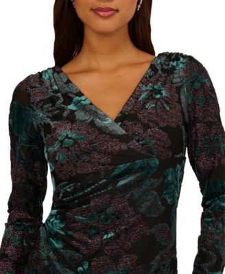 Women's Surplice Neck Velvet Sheath Dress
