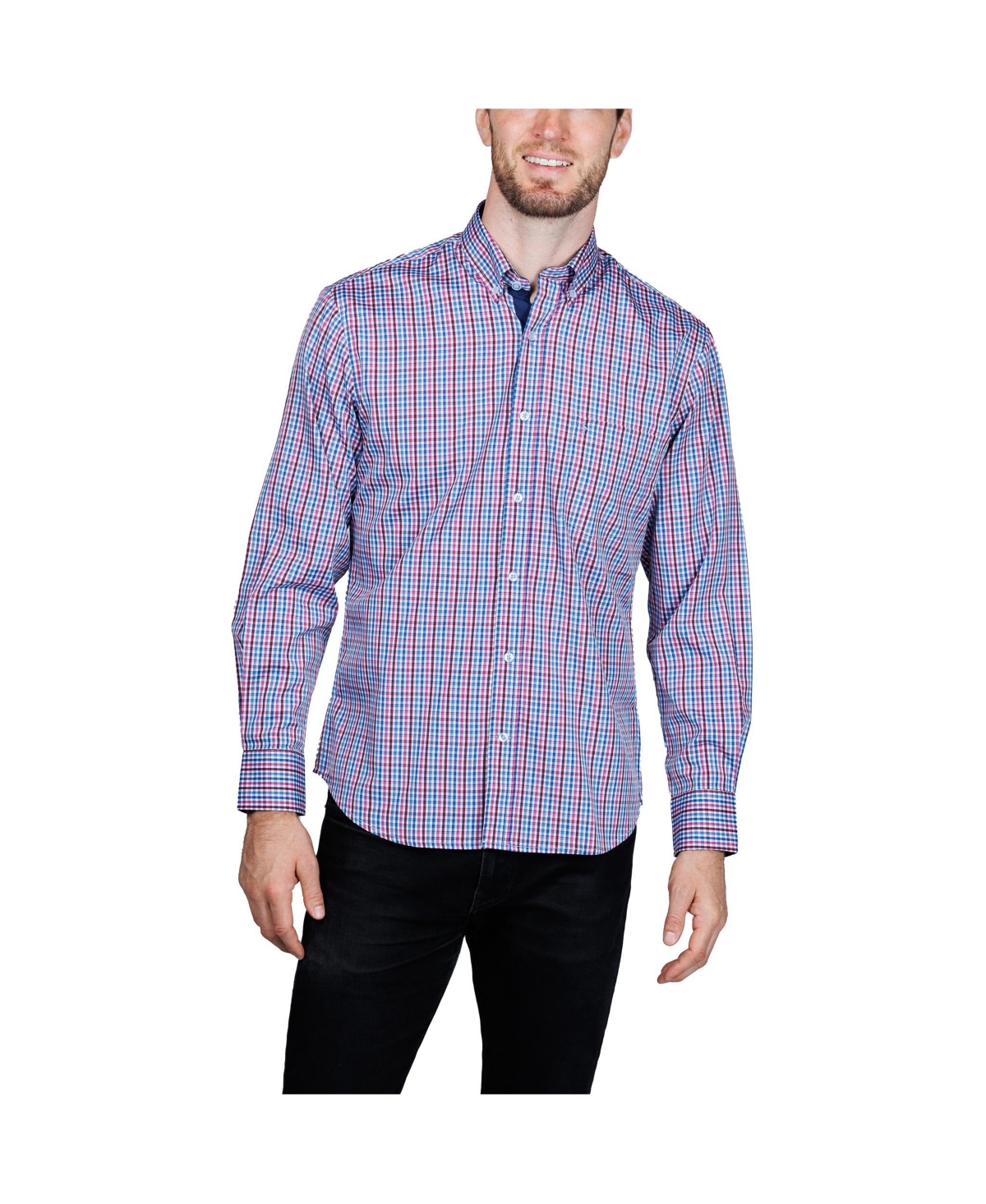 Tailorbyrd Men's Multi Check Printed Performance Long Sleeve Shirt