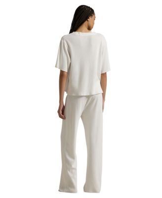 Women's 2-Piece Waffle-Knit Top and Pants Pajama Set