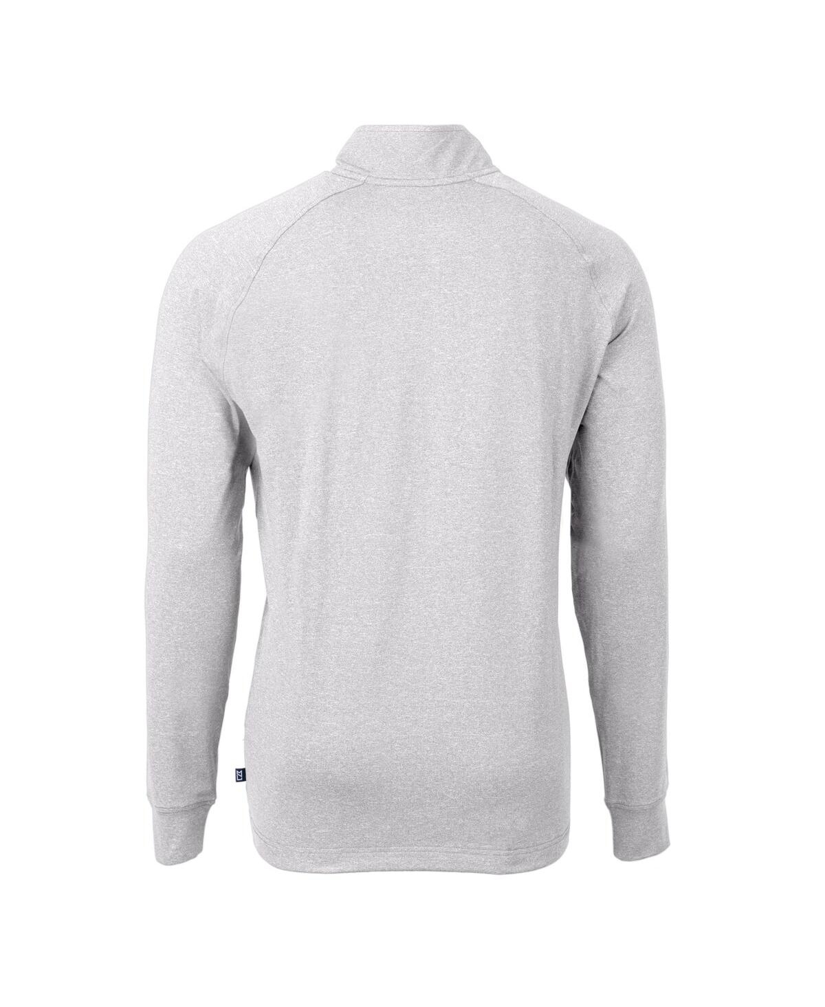 Cutter & Buck Men's Heather Gray Detroit Lions Big Tall Adapt Eco Knit Quarter-zip Pullover Sweatshirt In Gray