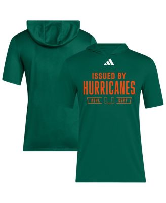 adidas - Men's Green Miami Hurricanes 2025 AREOREADY Sideline Training Hooded T-Shirt