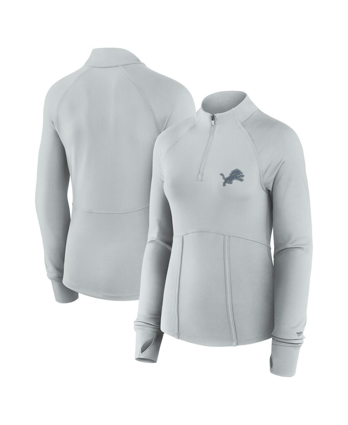 Fanatics Women's Gray Detroit Lions Elements Raglan Quarter-zip Jacket In Animal Print