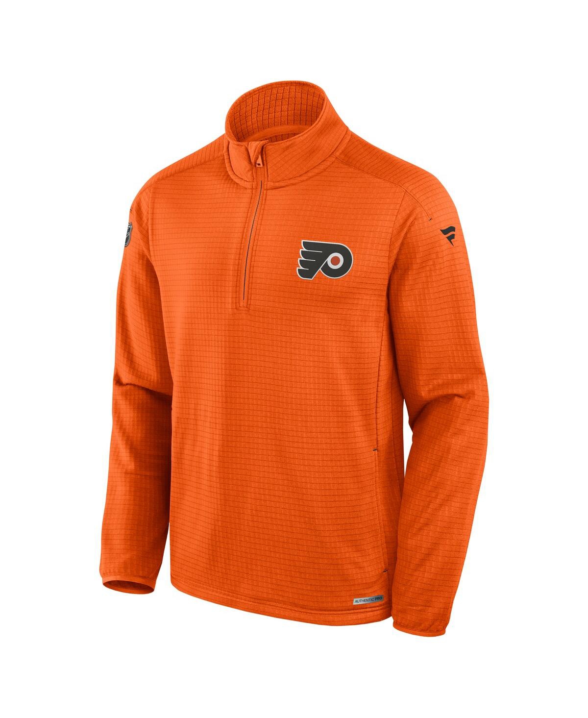 Fanatics Men's Orange Philadelphia Flyers Authentic Pro Rink Quarter-zip Sweatshirt In Animal Print