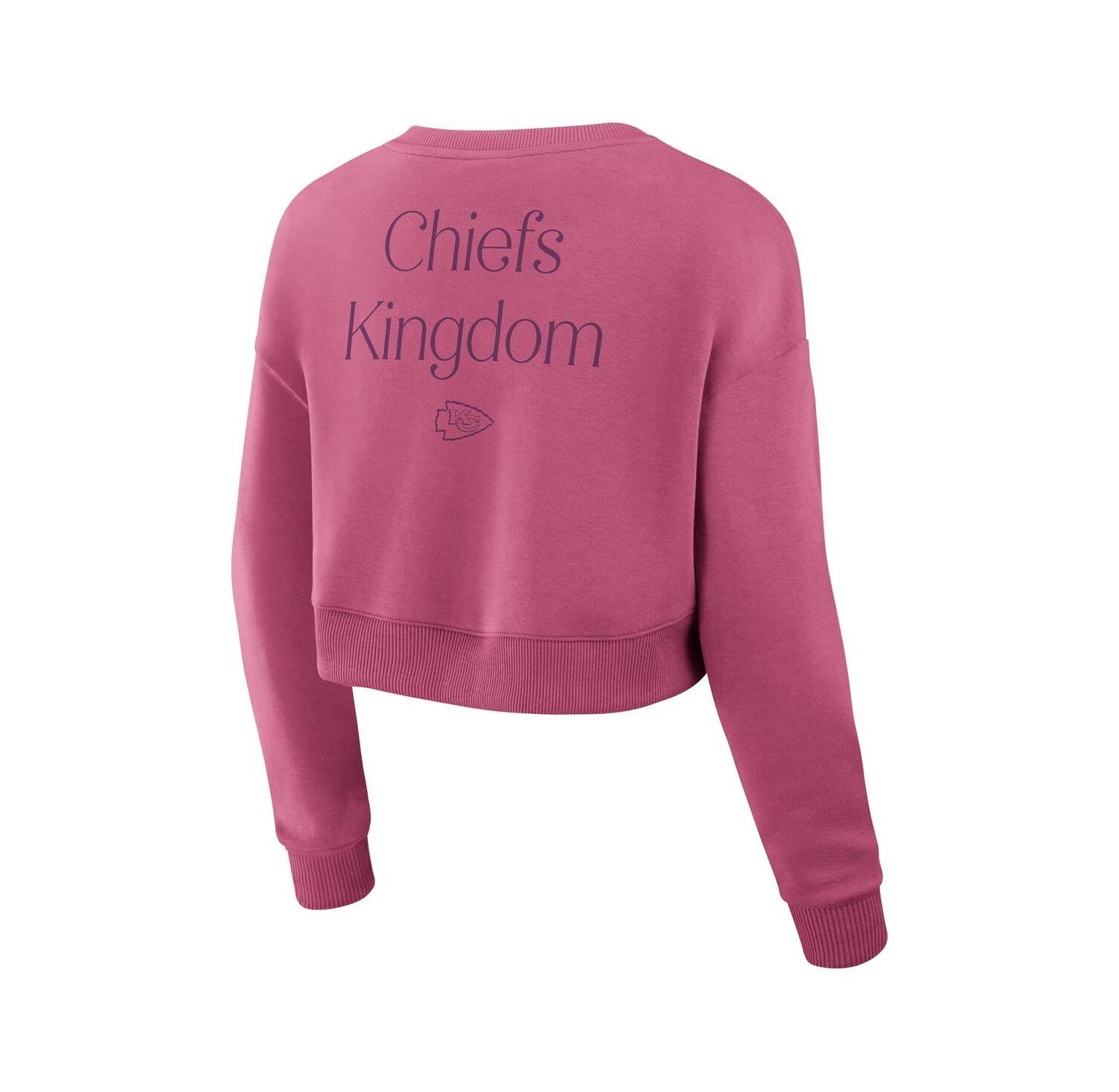 Women's Pink Kansas City Chiefs Studio Tri-Blend Cropped Pullover Sweatshirt
