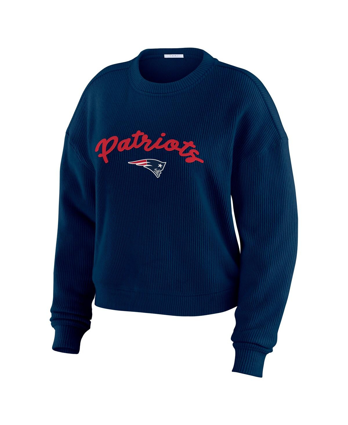 Wear By Erin Andrews Women's Cream New England Patriots Knitted Tri-blend Long Sleeve T-shirt Pants Lounge Set In Blue