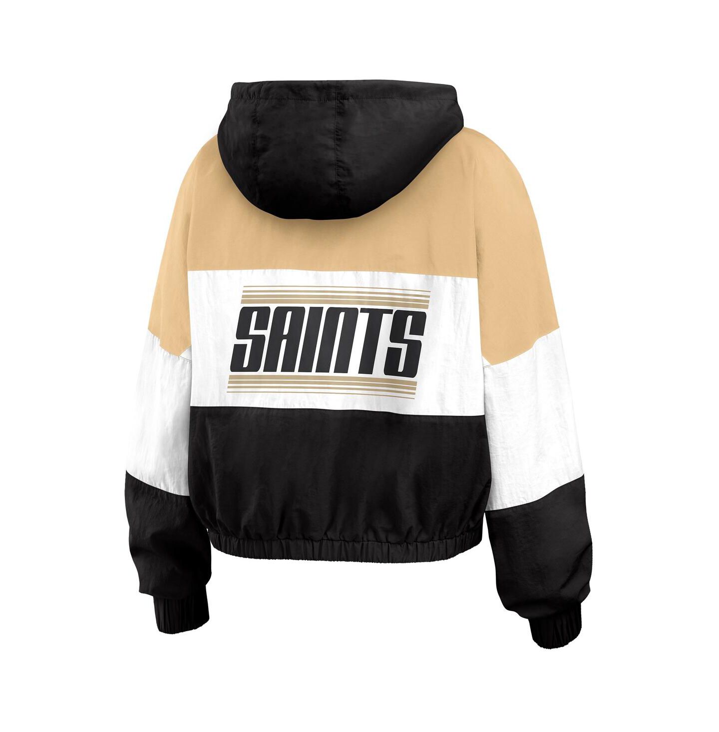 Женская куртка WEAR by Erin Andrews Black/Brown New Orleans Saints Plus Size Color Block Full-Zip Windbreaker — фото 2