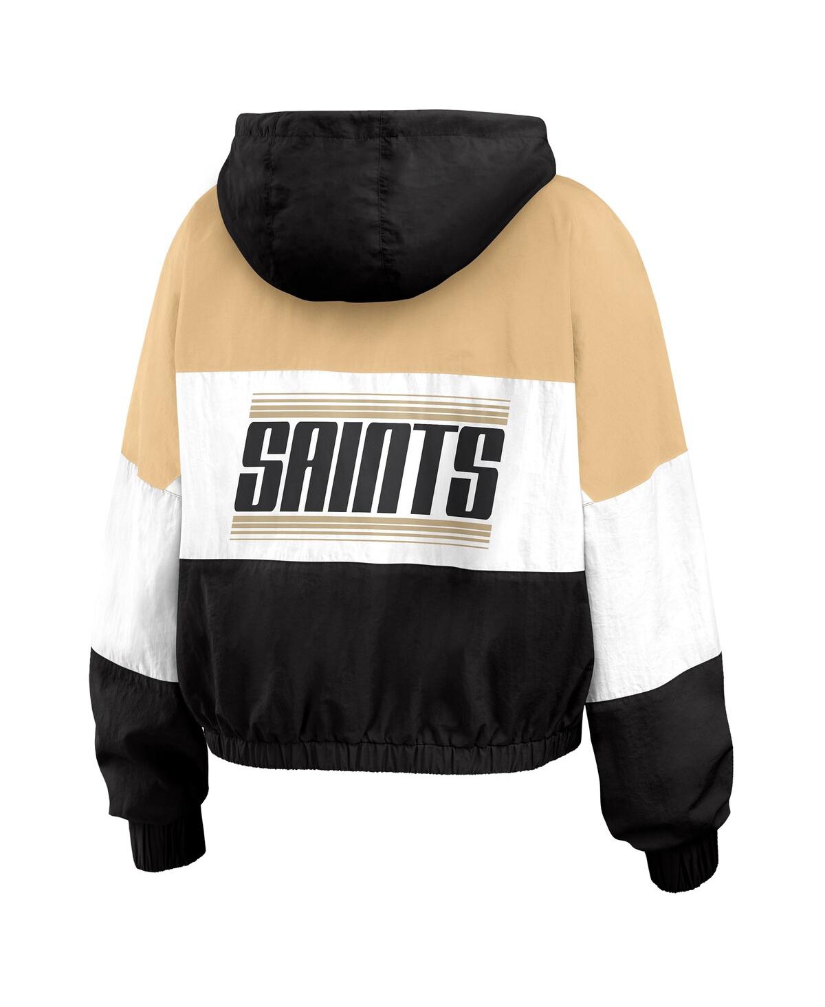 Wear By Erin Andrews Women's Black/brown New Orleans Saints Plus Size Colorblock Full-zip Windbreaker Jacket In Brown