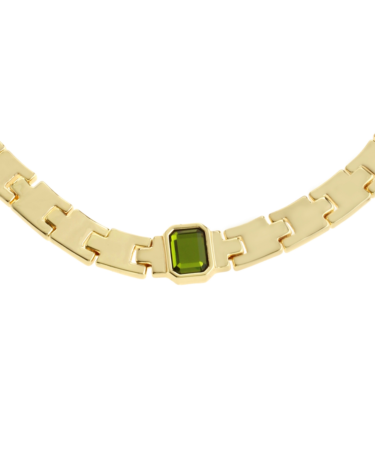 Steve Madden Olivine Gem Watch Chain Collar Necklace In Gold