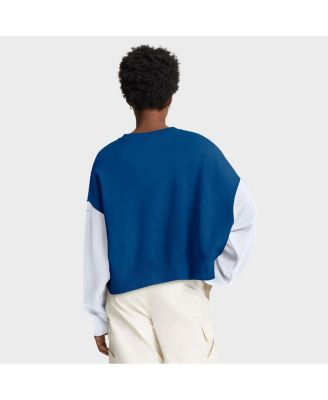 Women's Royal Indianapolis Colts Oversized Color-Block Pullover Sweatshirt