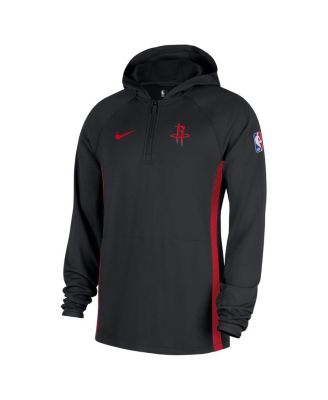 Men's Black Houston Rockets Authentic On Court Zone Quarter-Zip Dri-FIT Hoodie Jacket