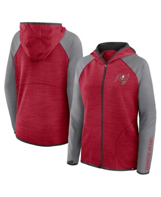 Fanatics - Women's Red/Pewter Tampa Bay Buccaneers Redzone End Around Pass Raglan Full-Zip Hoodie