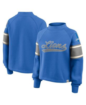 Fanatics - Women's Blue Detroit Lions Oversized Hometown Toss Sweep Mock Neck Pullover