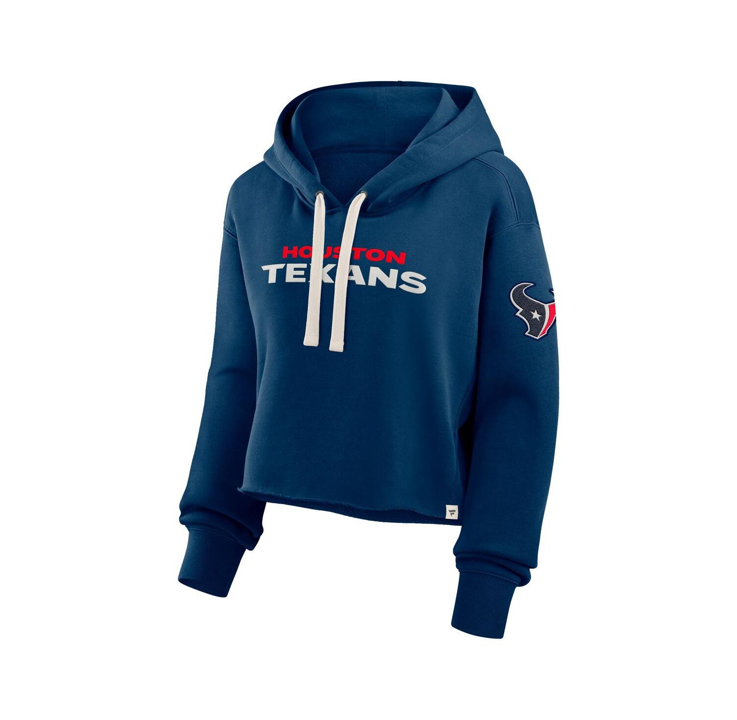Women's Navy Houston Texans Oversized Hometown Heritage Cropped Hoodie