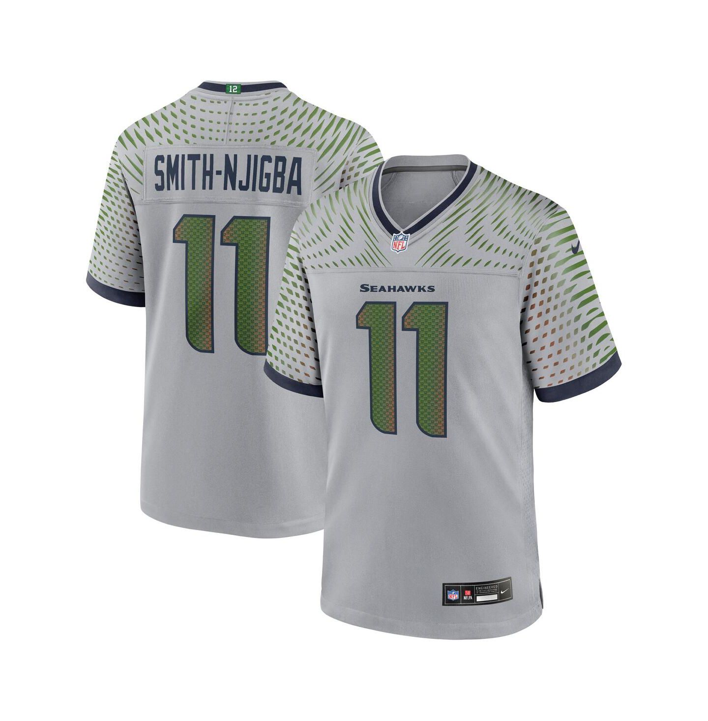Мужской топ Nike Jaxon Smith-Njigba Wolf Gray Seattle Seahawks 2025 Rivalries Collection Game Jersey — фото 1