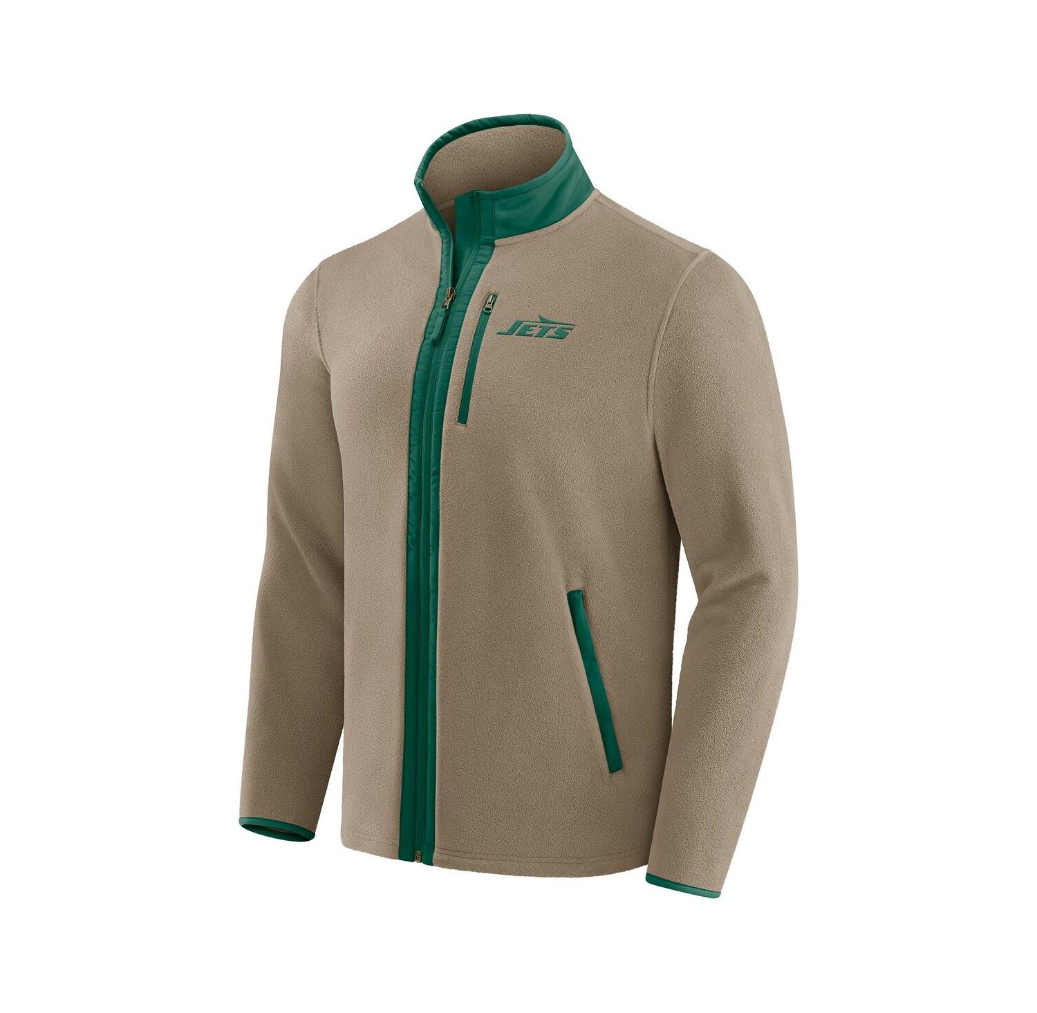 Darius Rucker Collection by x NFL Men's Tan New York Jets Heavyweight Polar Fleece Full-Zip Jacket