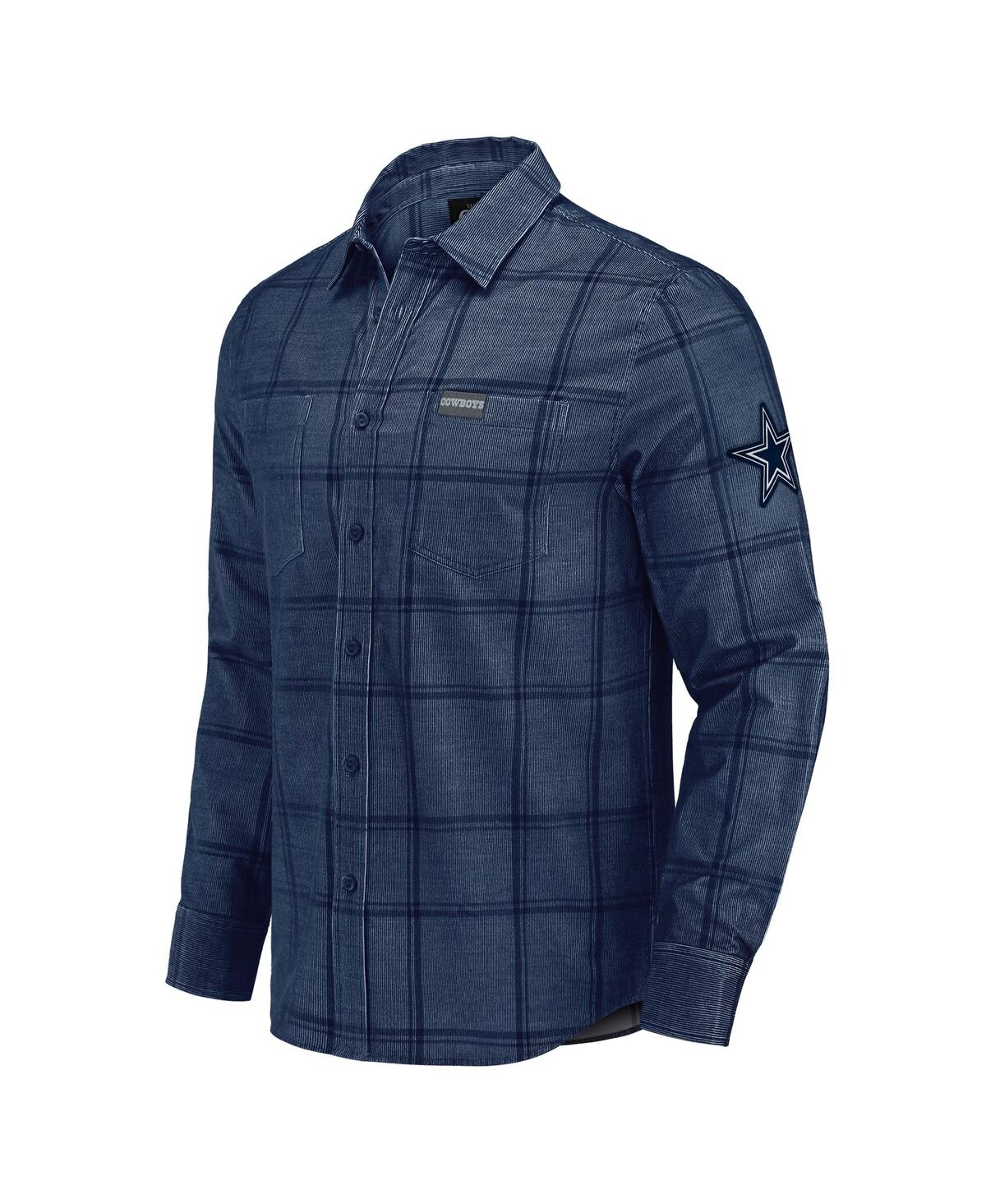 Darius Rucker Collection by Fanatics Men's Navy Dallas Cowboys Micro Corduroy Plaid Button Up Shirt