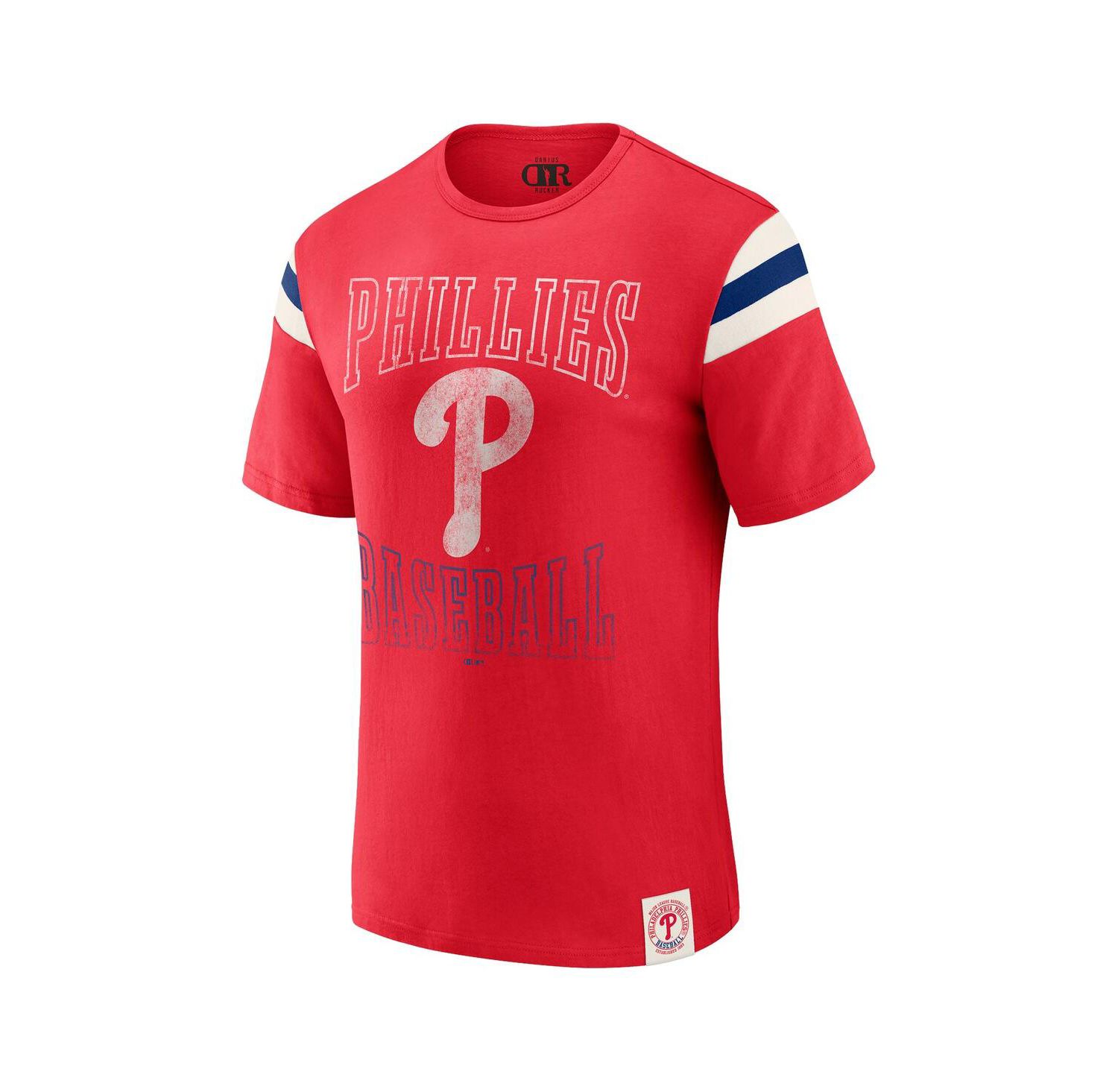 Darius Rucker Collection by Men's Red Philadelphia Phillies Distressed Sleeve Stripe T-Shirt