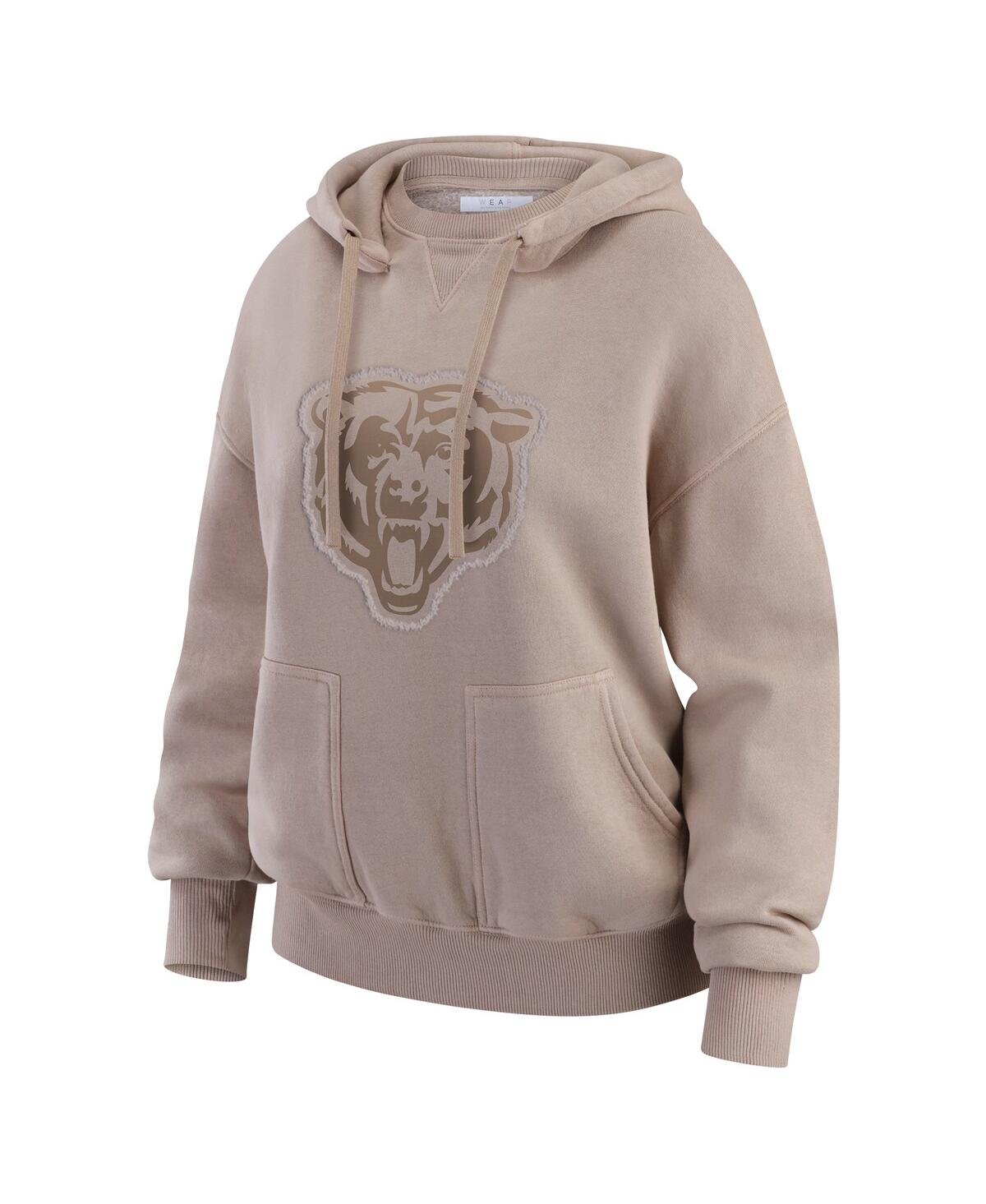 Wear by Erin Andrews Women's Tan Chicago Bears Washed Pullover Crewdie Hoodie
