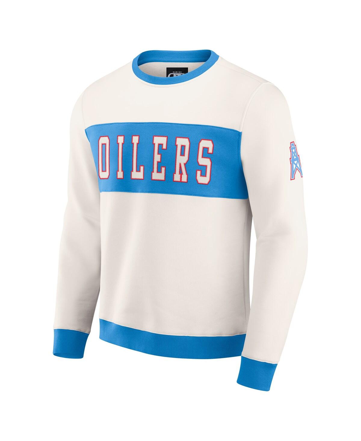 Fanatics Darius Rucker Collection By  Men's Cream Tennessee Titans Colorblock Crewneck Sweatshirt In White