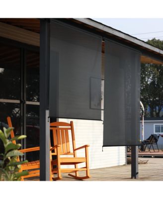 5% Openness Cordless Solar Fabric Roller Shade, Sun Shade for Outdoor Gazebo or Pergola, 95% UV Protection Blinds for Porch Backyard