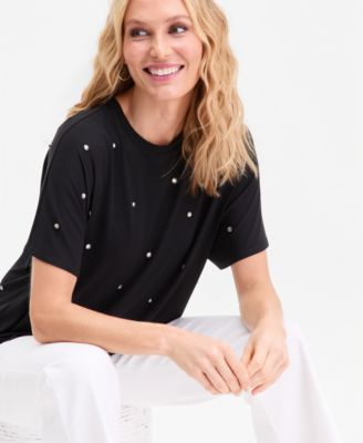Women's Embellished Crewneck Tee, Macy's Exclusive