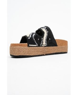 Bobby Beaded Straw Platform Slide Sandal (Women)