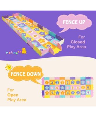 75 Piece Baby Foam Interlocking Play Mat with Fence and Detachable Numbers