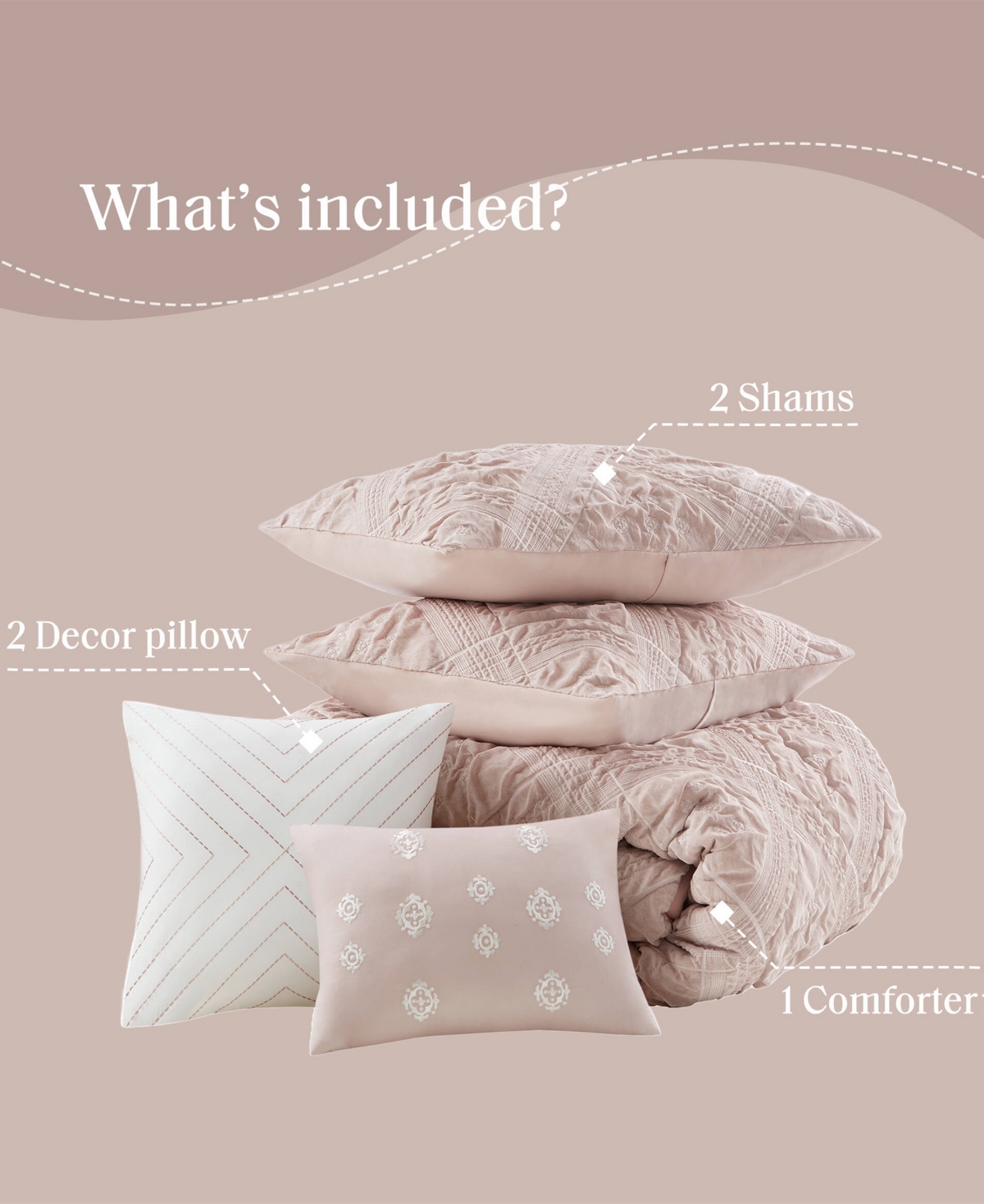 Madison Park Mona Sculpted Jacquard 5-pc. Comforter Set, King In Pink