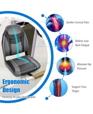 High Back Folding Boat Seat with Cushioned Sponge Padding and Flexible Hinges