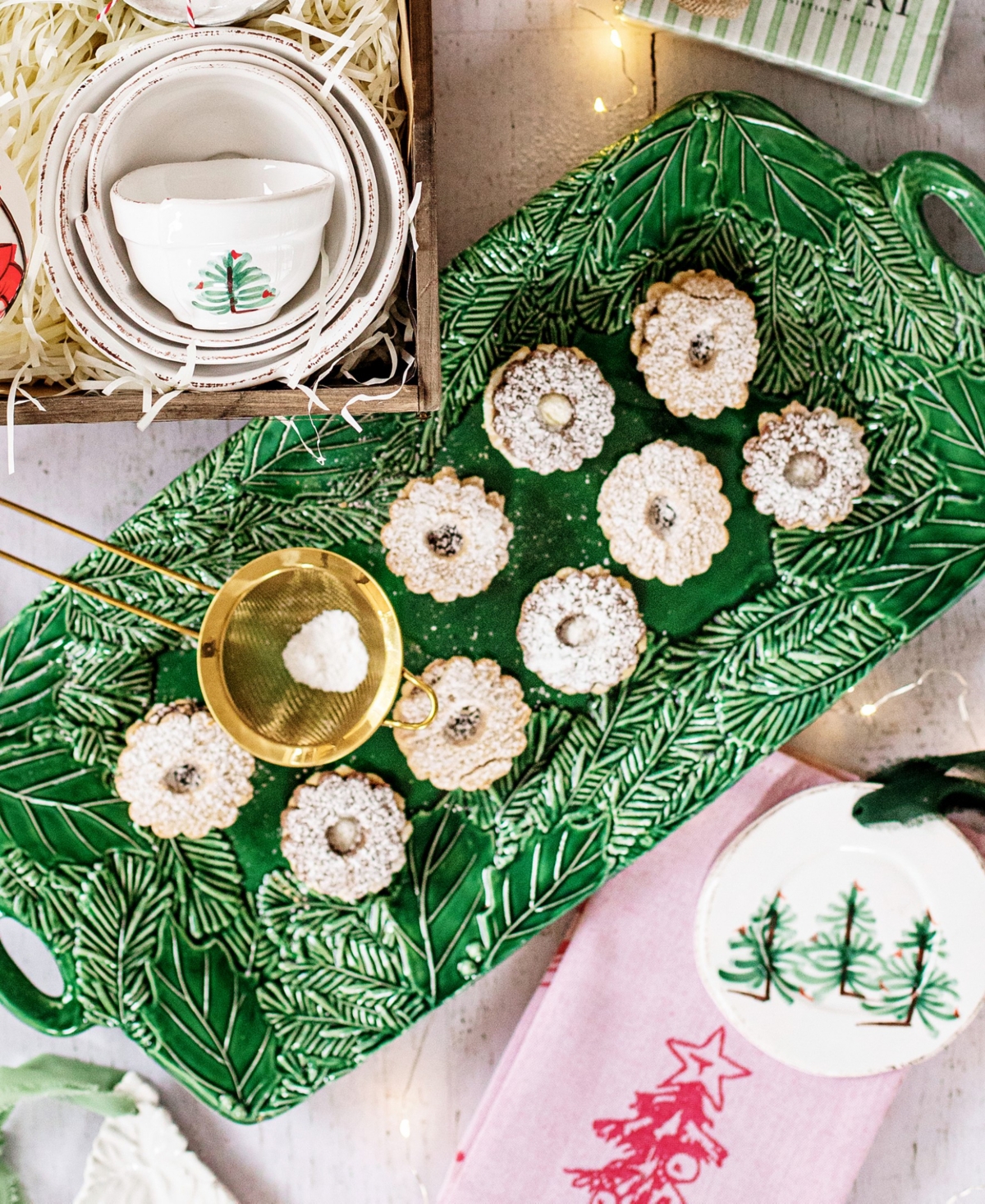 Vietri Lastra Handled Rectangular Platter In Green