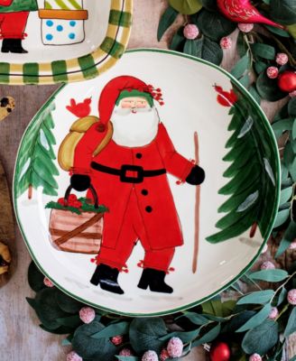 Old St. Nick Shallow Bowl with Apple Basket