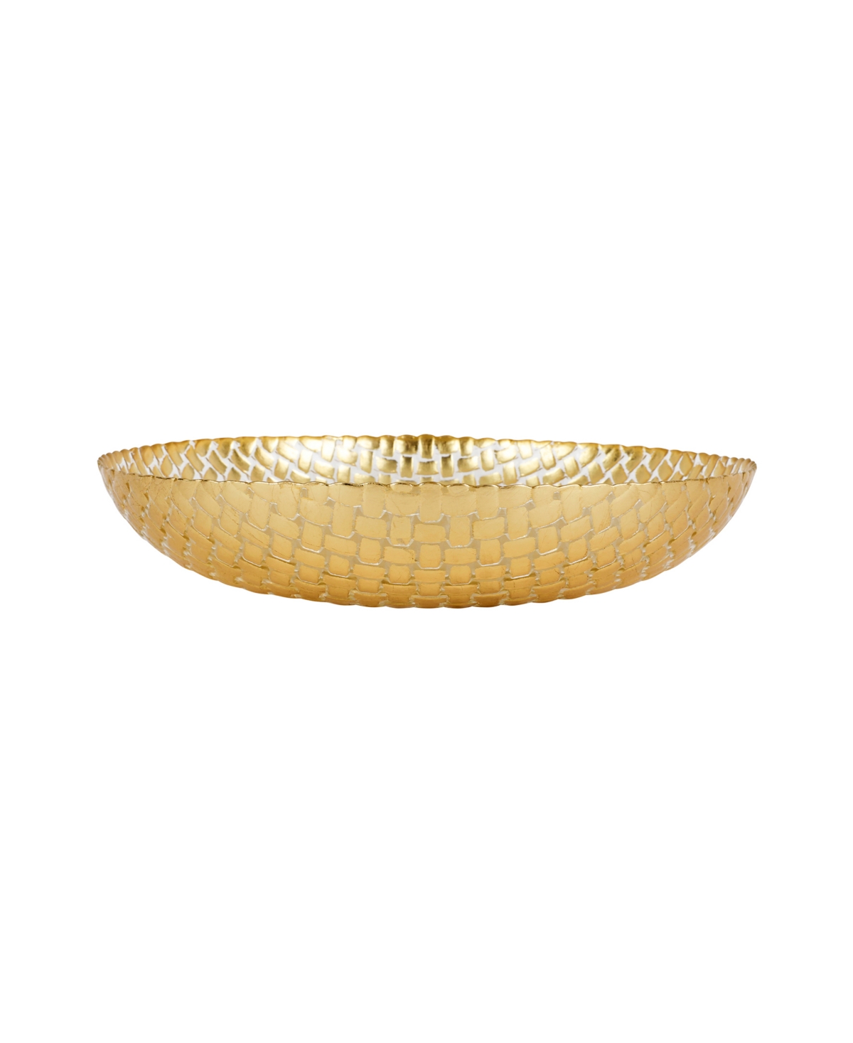 Vietri Rufolo Basketweave Large Shallow Bowl In Gold