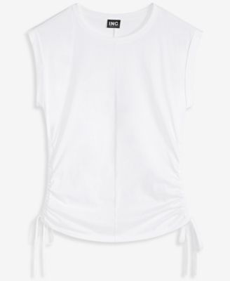 Women's Cap-Sleeve Drawstring-Hem Cotton T-Shirt