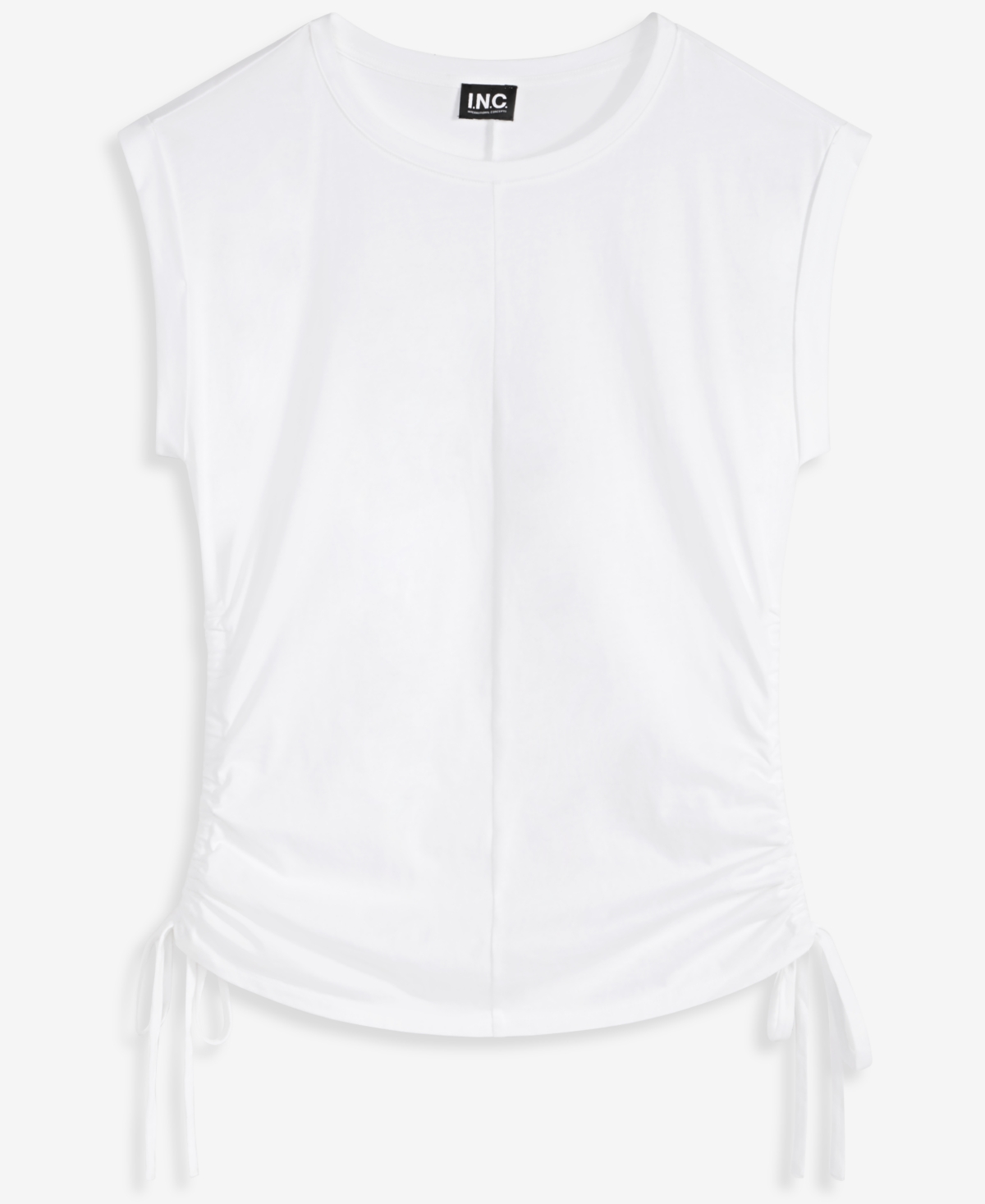 Inc International Concepts Women's Printed Drawstring-side Top, Macy's Exclusive In White