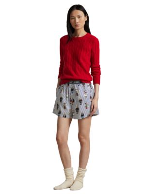 Women's All-Over Bear Striped Sleep Boxers