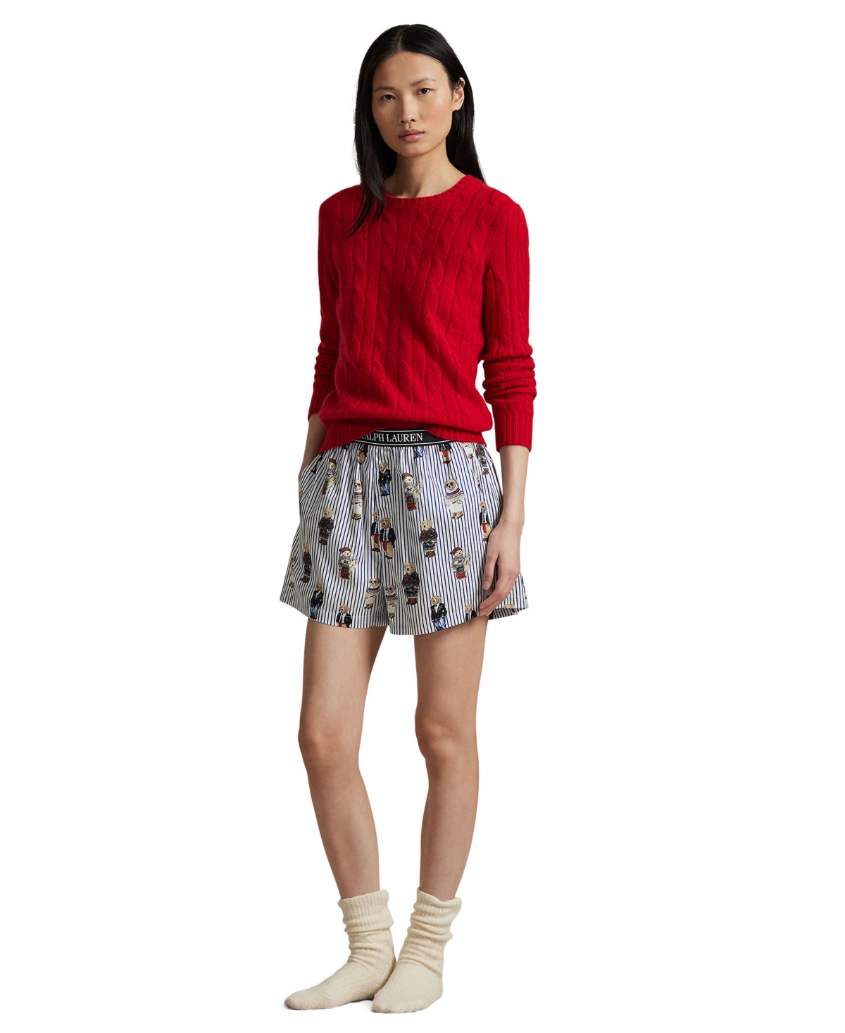 Polo Ralph Lauren Women's All-Over Bear Striped Sleep Boxers