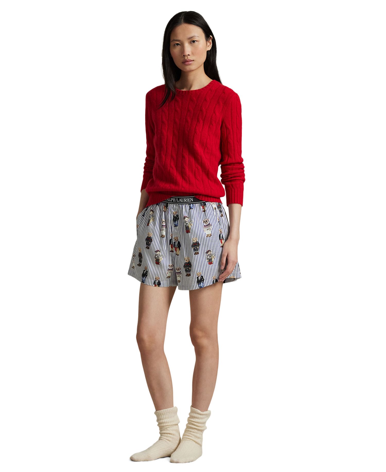 Women's All-Over Bear Striped Sleep Boxers