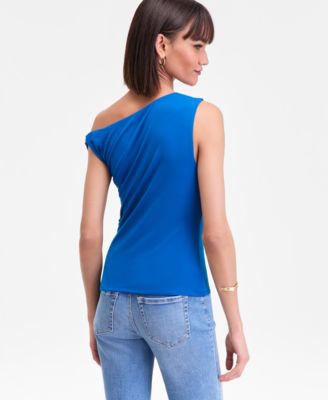 Women's Sleeveless Asymmetric Neckline Knit Top, Macy's Exclusive